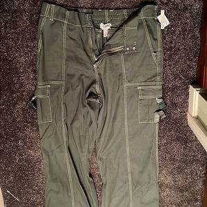 Green RSQ cargo pants, Xxl, buckle decoration